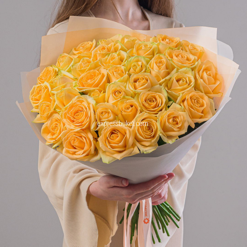 Букет роз Пич Аваланж 35 шт