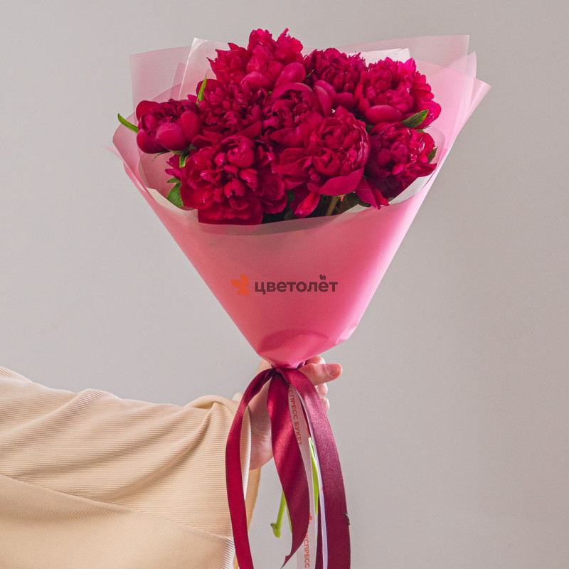 Пионы красные 9шт